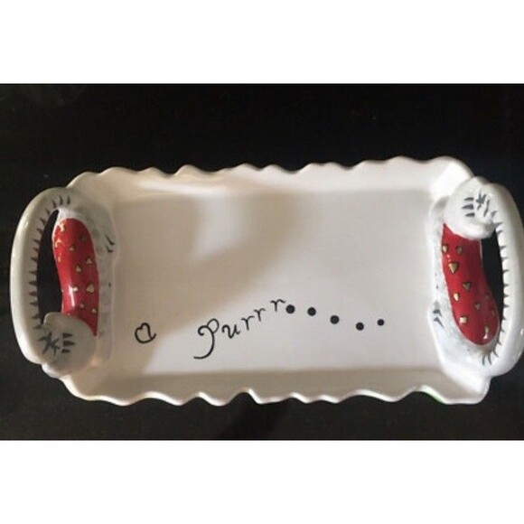 Karen Rossi for Silvestri Dolomite Cat Serving Tray Kitty Hearts RARE! NWT - Picture 13 of 13
